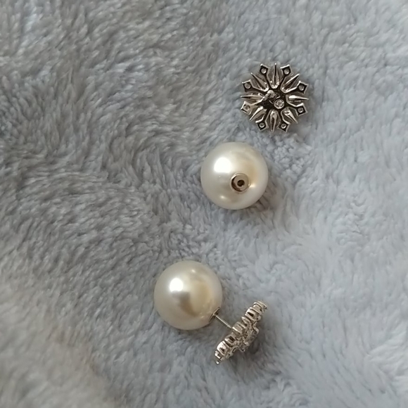 NADRI White Rhodium Snow Flake Pearl earrings - Picture 5 of 8